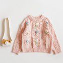 Spring and Autumn New Korean Children's Sweaters Hand Hook Flowers Little Girl Baby Cotton Thread Pullover Knitted Sweater Coat 