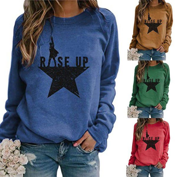 Autumn and Winter New Print Casual Loose Pullover Long Sleeve Women's Top Sweater Women's