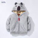 Children's coat Winter European and American bear zippered shirt with plush and thick hooded boy's coat 