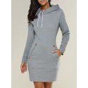 Popular European and American hooded high-necked long-sleeved sweater dress 