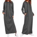 New Spring, Summer, Autumn European and American Women's Long Sleeve Hooded Long Sweater Dress 