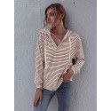 Spring New European and American Hooded Stripe Top Loose Sweater for Women