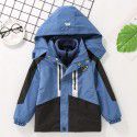 Boys' Charge Coat 3-in-1 Detachable Autumn/Winter New Children's Thickened Contrast Windbreaker Jacket