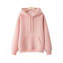 Cotton casual hooded pullover thickened plush solid color new spring and autumn versatile loose Japanese women's sweater 