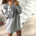 European and American winter new casual round-neck solid color medium length sweater dress for women 