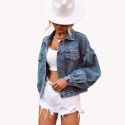 Casual street trendsetter loose and versatile short denim jacket 