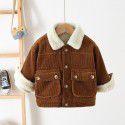 Children's winter children's coat Korean version of men's and women's corduroy coat plush foreign style warm children's coat 