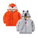 Children's coat Winter European and American bear zippered shirt with plush and thick hooded boy's coat 