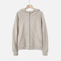 Autumn new style solid color plush zippered sweater short hoodie sportswear casual versatile coat women 