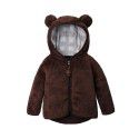 Baby cotton plush jacket with lining for warmth and bear shape