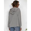 Spring New European and American Hooded Stripe Top Loose Sweater for Women