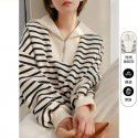 Striped women's sweater women's design sense small spring and summer new fashion casual age reduction loose top autumn and winter women's clothing 