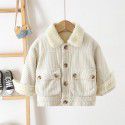 Children's winter children's coat Korean version of men's and women's corduroy coat plush foreign style warm children's coat 