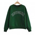 Autumn and Winter New Korean Loose Round Neck Large Print Plush Long Sleeve Pullover Women 