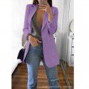 Fashion Polo Neck Slim Fit Cardigan Temperament Suit Coat Women