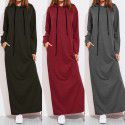 New Spring, Summer, Autumn European and American Women's Long Sleeve Hooded Long Sweater Dress 