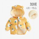 Baby's down cotton jacket, autumn and winter outdoor wear, foreign style plush hooded jacket, cute warm winter coat for boys and girls 