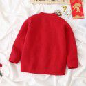 Spring Chinese Children's Unisex Sweater Solid Color Cute Cotton Long Sleeve Tang Suit Collar Baby New Year Cardigan