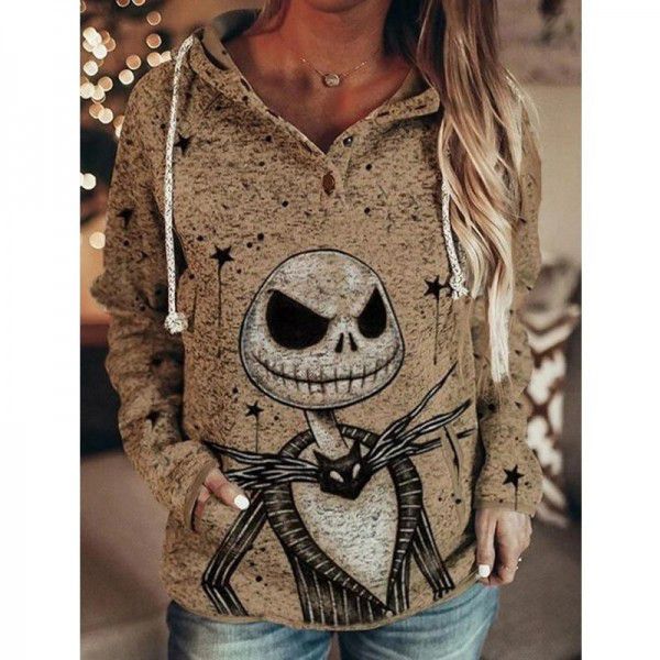 Hoodie Casual Loose Sleeve Drawstring Pullover Sweatshirt With Pocket Print Top Sweatshirt 