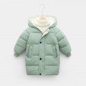 New Children's Down Coat Winter Mid length Thickened Coat Boys and Girls' Hooded Down Coat