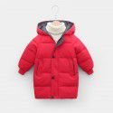 New Children's Down Coat Winter Mid length Thickened Coat Boys and Girls' Hooded Down Coat