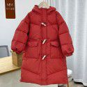 Girls' Children's Down Coat Winter New Korean Edition Girls' Mid length Over Knee Hooded Thickened Children's Coat