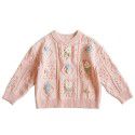 Spring and Autumn New Korean Children's Sweaters Hand Hook Flowers Little Girl Baby Cotton Thread Pullover Knitted Sweater Coat 