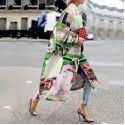 Autumn style flared sleeve jacket printed loose windbreaker for women