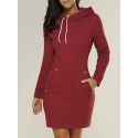 Popular European and American hooded high-necked long-sleeved sweater dress 