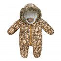 New autumn and winter children's cartoon print climbing clothes one-piece jacket with wool collar and hat for warmth protection 