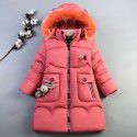 Winter new girls' cotton-padded clothes Korean version medium and large children's medium and long down cotton thickened cotton coat 