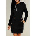 Popular European and American hooded high-necked long-sleeved sweater dress 