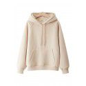 Cotton casual hooded pullover thickened plush solid color new spring and autumn versatile loose Japanese women's sweater 