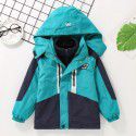 Boys' Charge Coat 3-in-1 Detachable Autumn/Winter New Children's Thickened Contrast Windbreaker Jacket