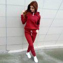 New Sweater Set Women's Long Sleeve Hooded Women's Top Casual Color Matching Pullover 