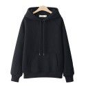 Cotton casual hooded pullover thickened plush solid color new spring and autumn versatile loose Japanese women's sweater 