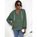 Spring New European and American Hooded Stripe Top Loose Sweater for Women