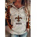 Hoodie Casual Loose Sleeve Drawstring Pullover Sweatshirt With Pocket Print Top Sweatshirt 