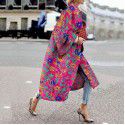 Autumn style flared sleeve jacket printed loose windbreaker for women