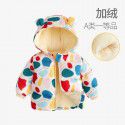 Baby's down cotton jacket, autumn and winter outdoor wear, foreign style plush hooded jacket, cute warm winter coat for boys and girls 