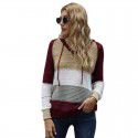 Shiying Knitted Hoodie Women's European and American Long Sleeve Loose Color Stripe Pullover Top Spring and Autumn 