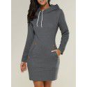 Popular European and American hooded high-necked long-sleeved sweater dress 