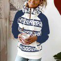 Printed Hooded Drawstring Sweater Loose Pullover Casual Sweater Women 