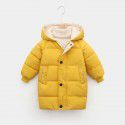 New Children's Down Coat Winter Mid length Thickened Coat Boys and Girls' Hooded Down Coat