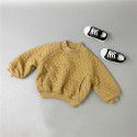 Children's plush undershirt winter fashion style thickened pullover non-hooded space cotton plaid round neck winter sweater 