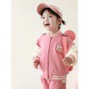 Spring new long-sleeved coat children's embroidered bear clothes baby casual top 