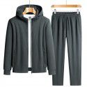 Spring and Autumn New Leisure Sports Pearl Cotton Large Set Men's Trendy Solid Hooded Set 