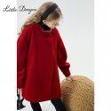 Girls' autumn/winter woolen coat, new winter style, children's red button woolen coat