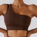 Diagonal shoulder and beautiful back yoga bra, elastic quick drying sports bra, running and fitness vest for women