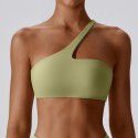 Diagonal shoulder nude yoga bra, running sports bra, quick drying and beautiful back fitness yoga suit